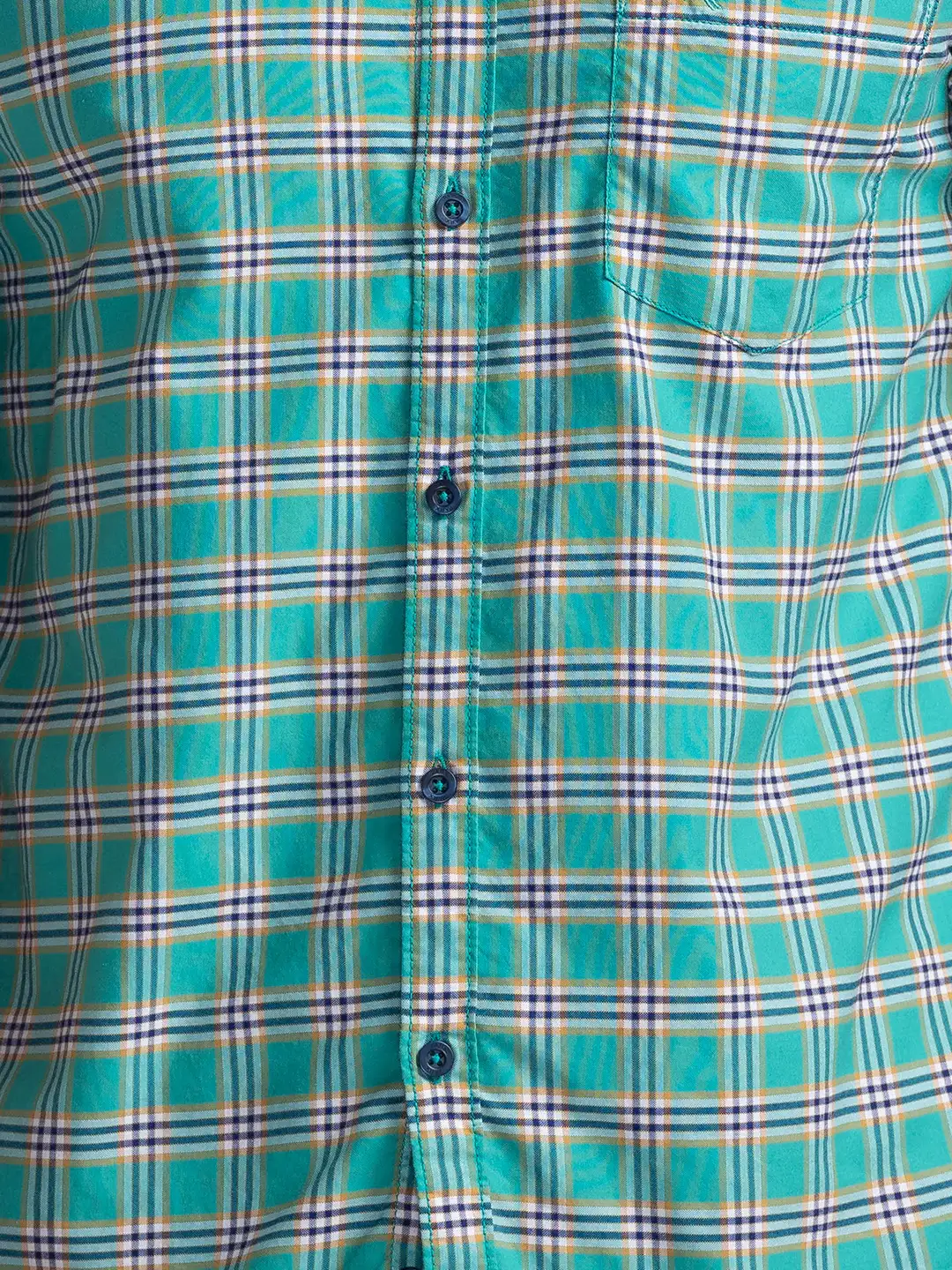 Parx Men Green Slim Fit Checks Cotton Half Sleeve Cutaway Collar Shirts - Image 7