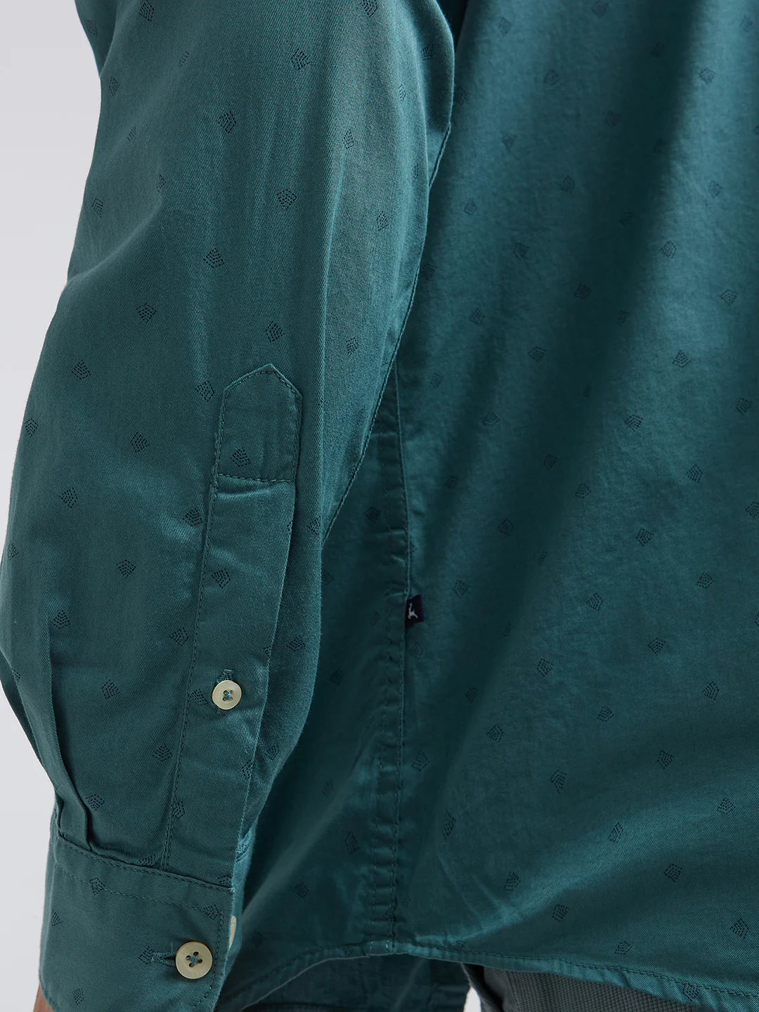 Parx Men Green Slim Fit Printed Cotton Full Sleeve Cut Away Shirt - Image 7