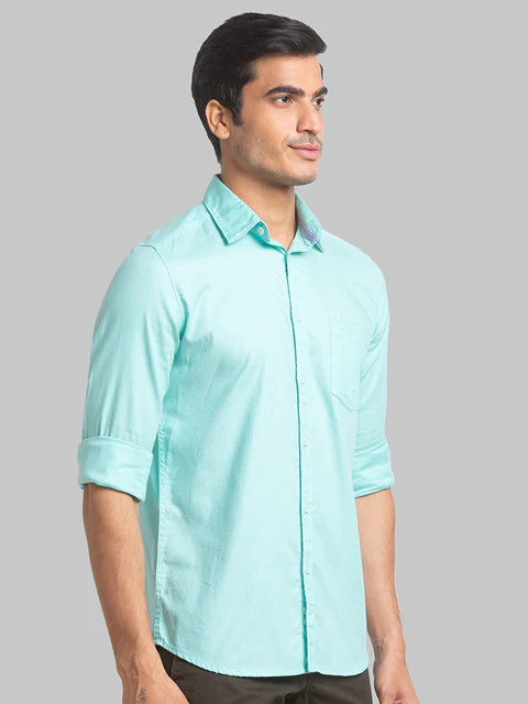 Parx Men Green Slim Fit Solid Full Sleeve Cutaway Collar Shirt - Image 2