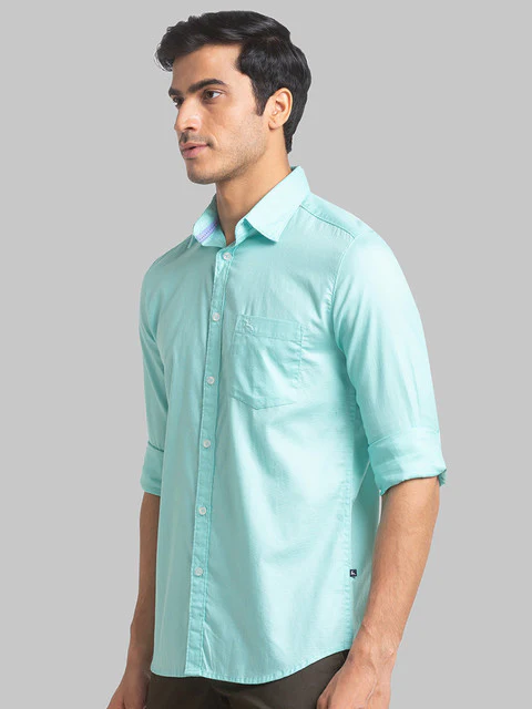 Parx Men Green Slim Fit Solid Full Sleeve Cutaway Collar Shirt - Image 3