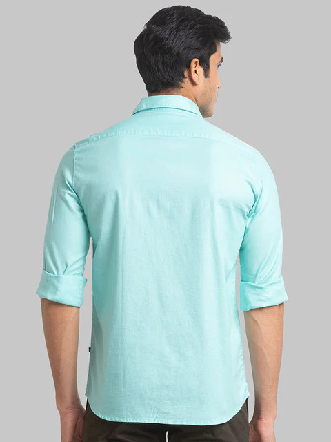 Parx Men Green Slim Fit Solid Full Sleeve Cutaway Collar Shirt - Image 4