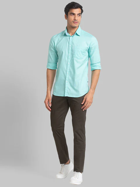 Parx Men Green Slim Fit Solid Full Sleeve Cutaway Collar Shirt - Image 5