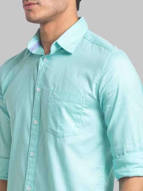 Parx Men Green Slim Fit Solid Full Sleeve Cutaway Collar Shirt - Image 6