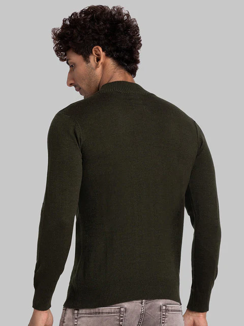 Parx Men Green Solid Acrylic Blend Sweater - Image 4