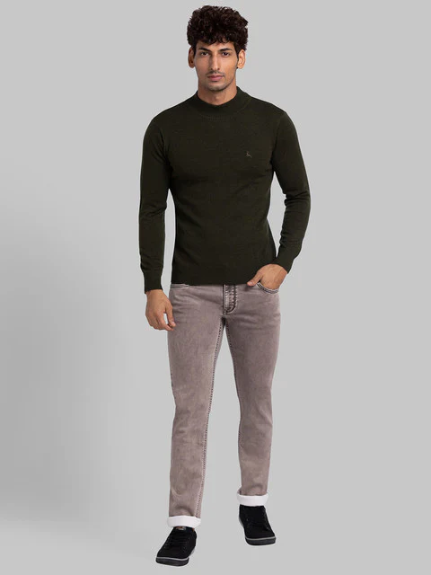 Parx Men Green Solid Acrylic Blend Sweater - Image 5