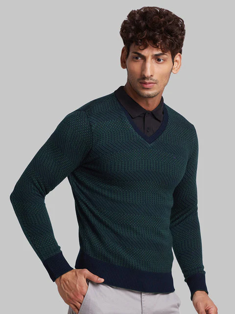 Parx Men Green Solid Acrylic Sweater - Image 2