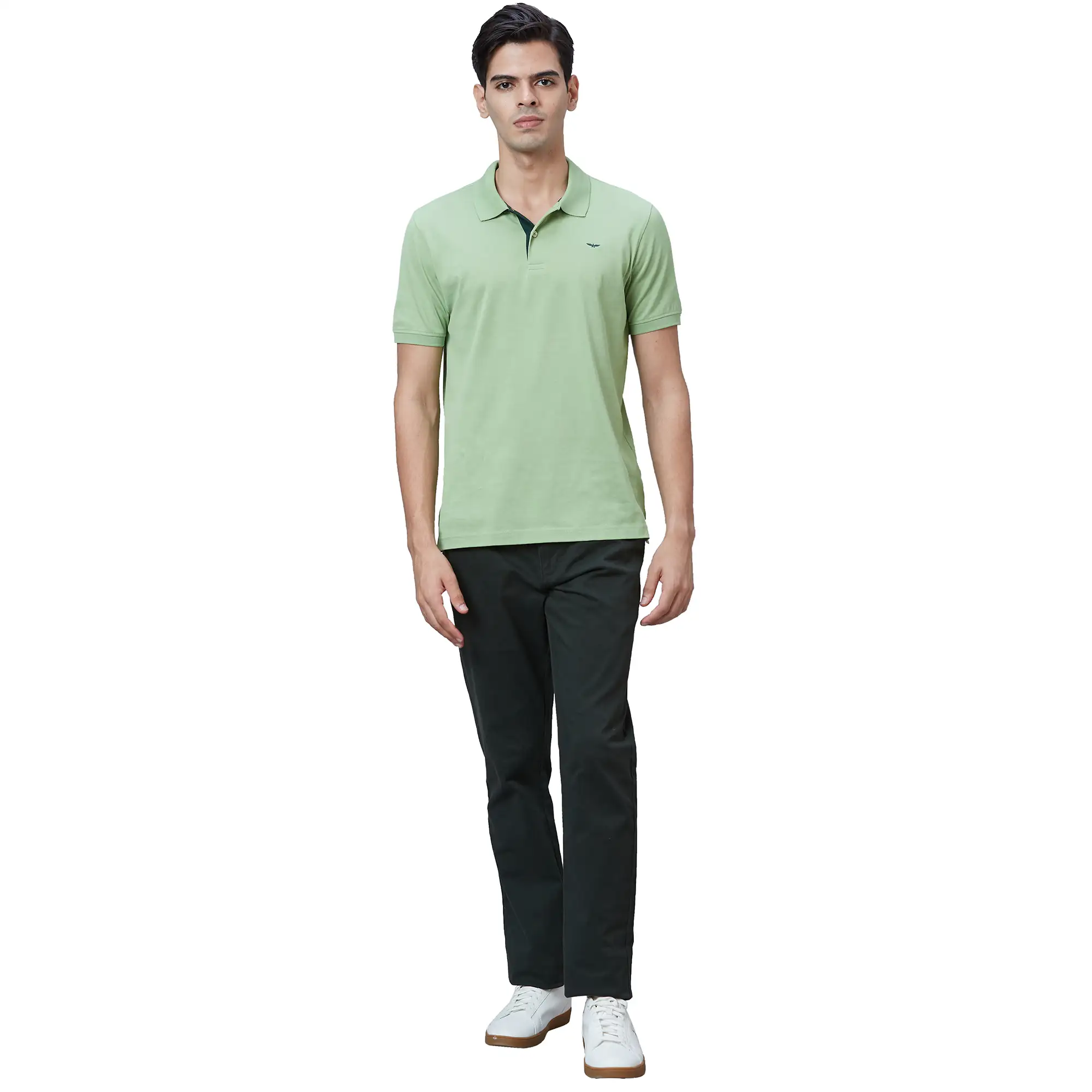 Parx Men Green Solid Low Rise Tapered Fit Cotton Blend Trouser - Image 5
