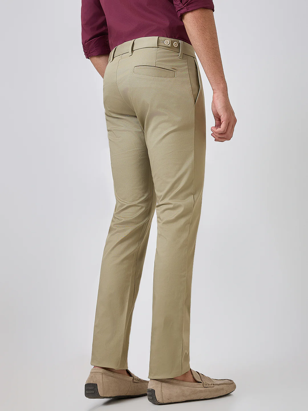 Parx Men Green Solid Low Rise Tapered Fit Cotton Blend Trouser - Image 4