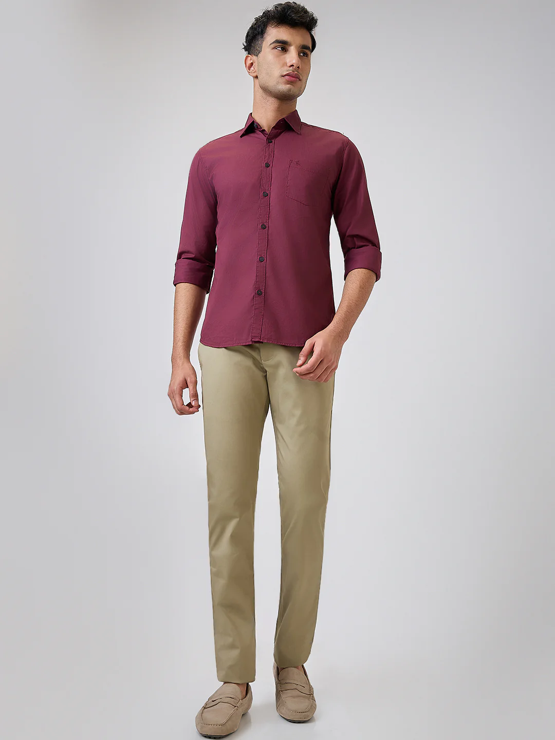 Parx Men Green Solid Low Rise Tapered Fit Cotton Blend Trouser - Image 5