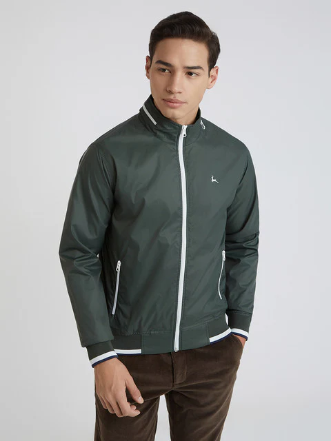 Parx Men Green Solid Polyester Jacket