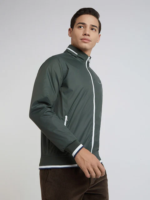 Parx Men Green Solid Polyester Jacket - Image 2