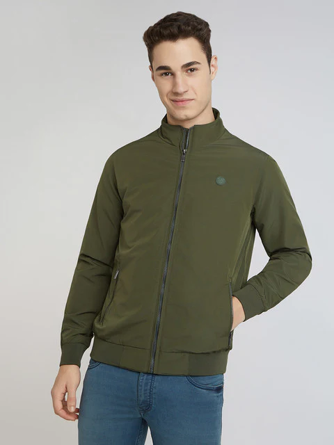 Parx Men Green Solid Polyester Jacket