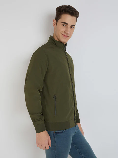 Parx Men Green Solid Polyester Jacket - Image 2
