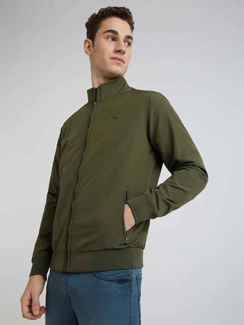 Parx Men Green Solid Polyester Jacket - Image 3