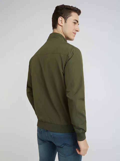 Parx Men Green Solid Polyester Jacket - Image 4