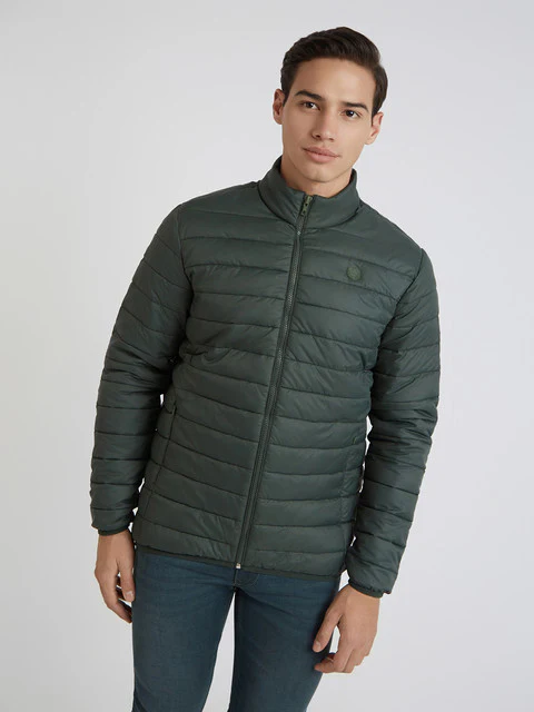 Parx Men Green Solid Polyester Jacket