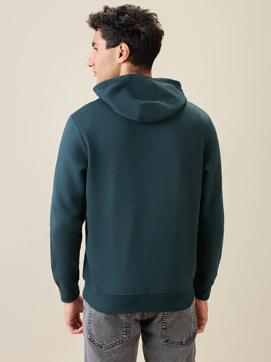 Parx Men Green Solid Regular Fit Cotton Blend Full Sleeve Sweatshirt - Image 4