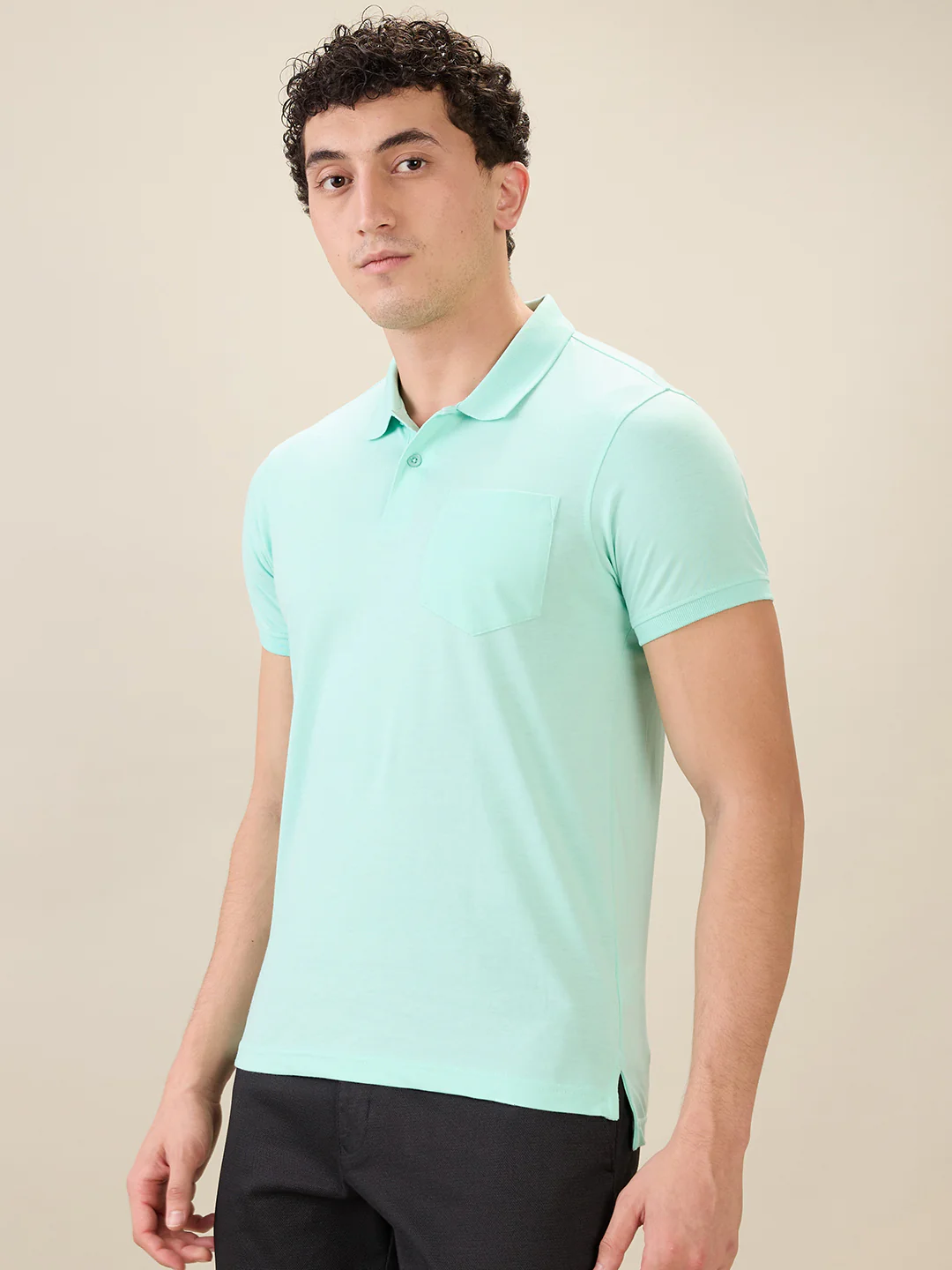 Parx Men Green Solid Regular Fit Cotton Blend Half Sleeve T-Shirt - Image 3