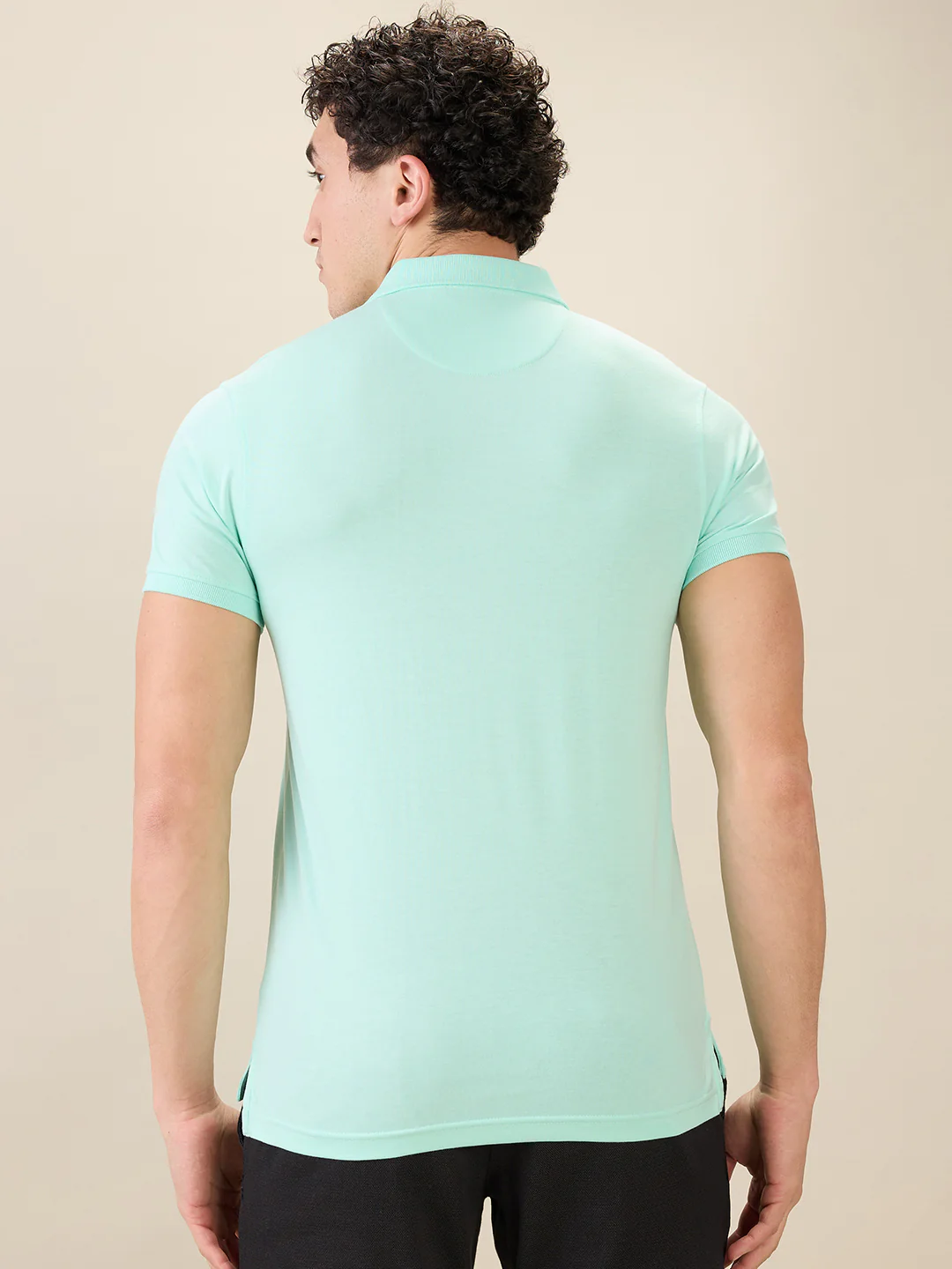Parx Men Green Solid Regular Fit Cotton Blend Half Sleeve T-Shirt - Image 4