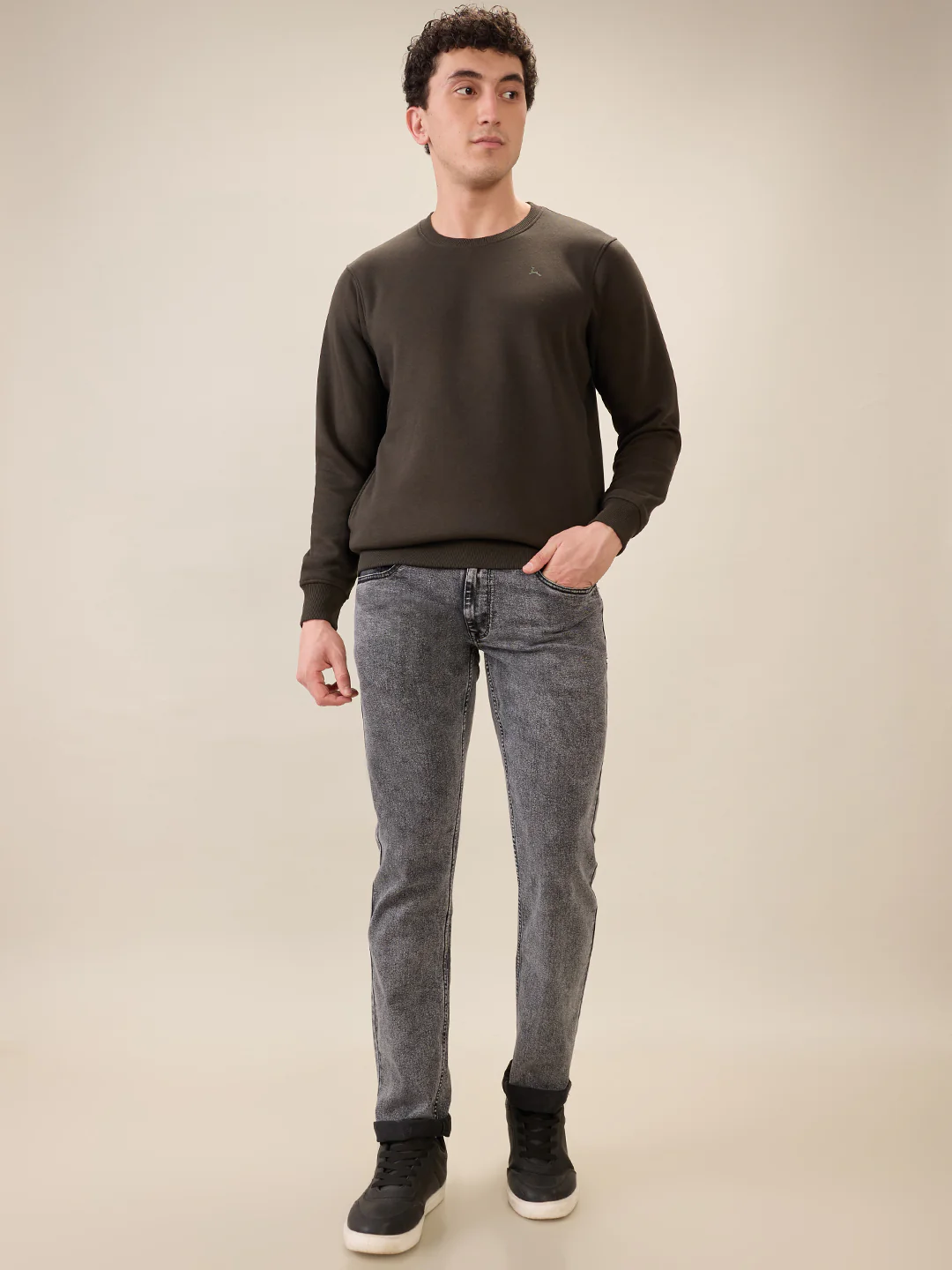Parx Men Green Solid Regular Fit Cotton Blend Sweatshirt - Image 5