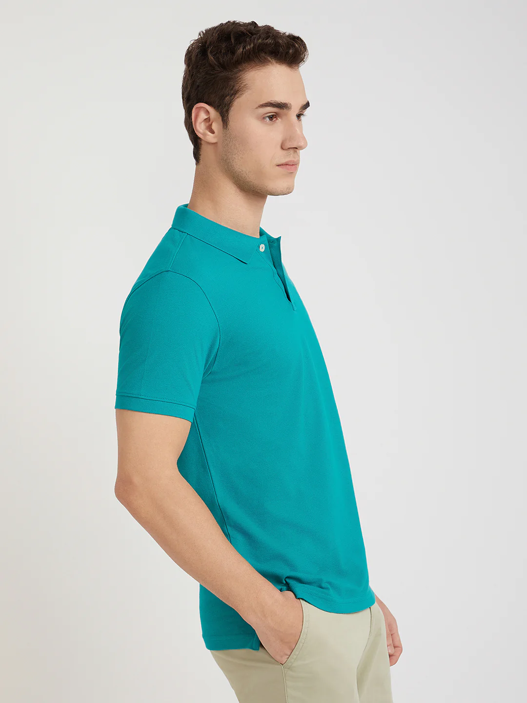 Parx Men Green Solid Regular Fit Cotton Blend T-Shirt - Image 3