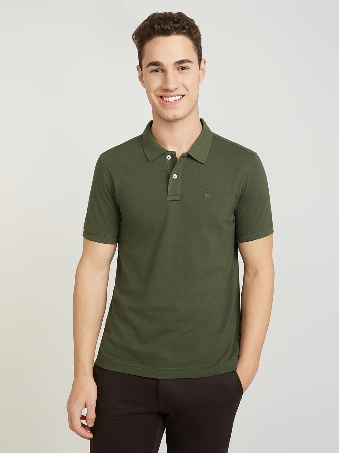 Parx Men Green Solid Regular Fit Cotton Blend T-Shirt