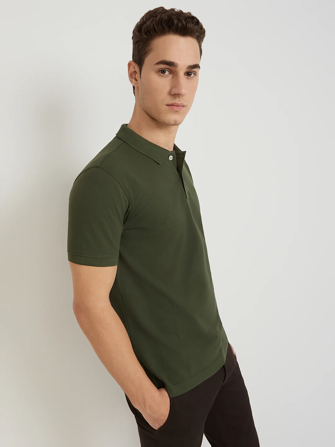 Parx Men Green Solid Regular Fit Cotton Blend T-Shirt - Image 3