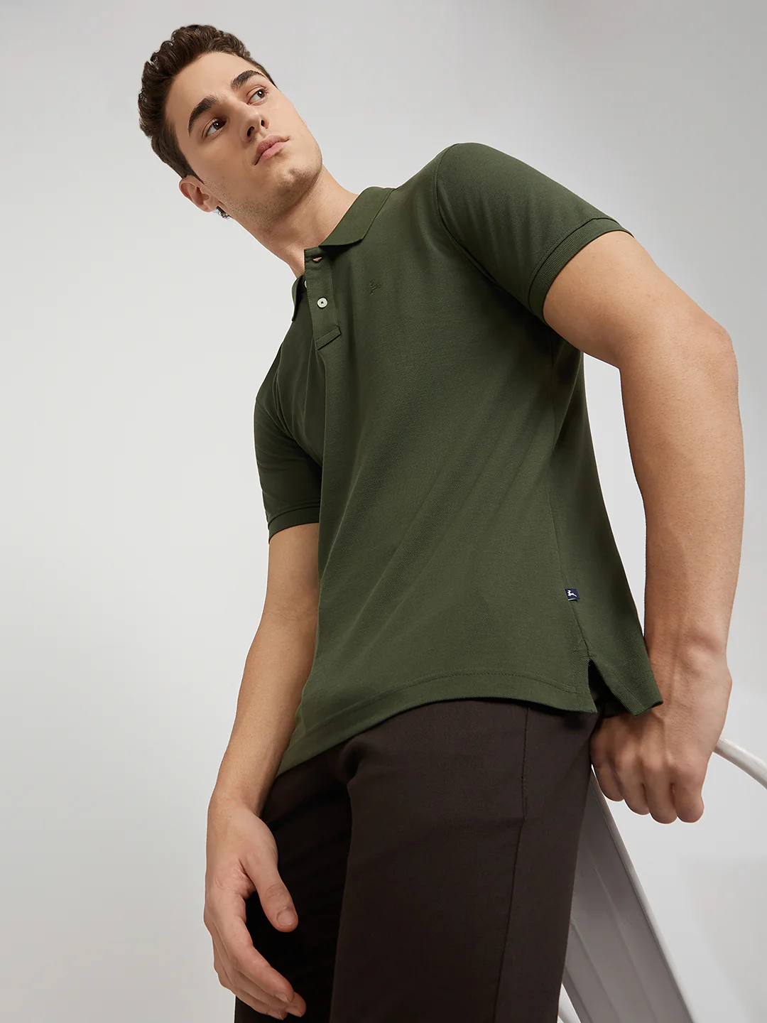 Parx Men Green Solid Regular Fit Cotton Blend T-Shirt - Image 6