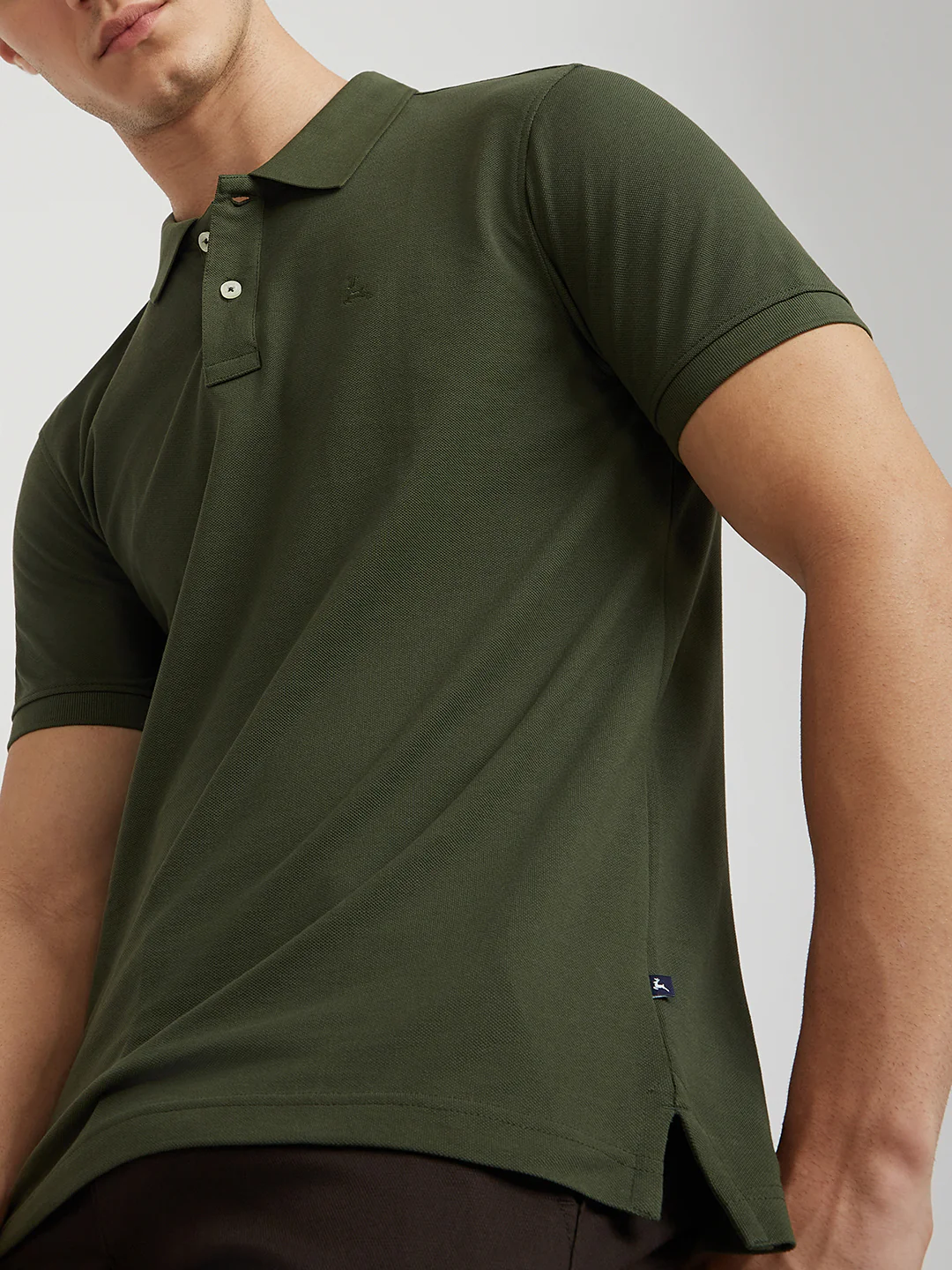 Parx Men Green Solid Regular Fit Cotton Blend T-Shirt - Image 7