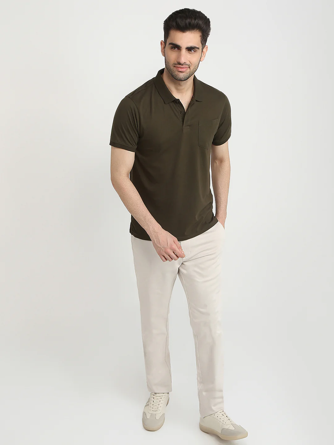 Parx Men Green Solid Regular Fit Cotton Blend T-Shirt - Image 5