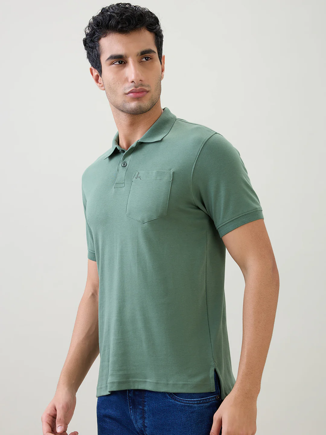 Parx Men Green Solid Regular Fit Cotton Half Sleeve T-Shirt - Image 3