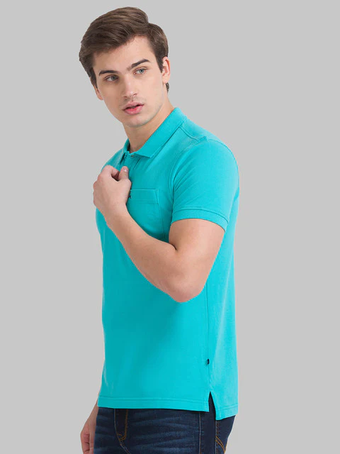 Parx Men Green Solid Regular Fit Cotton T-Shirt - Image 3