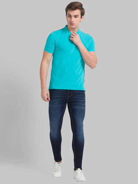 Parx Men Green Solid Regular Fit Cotton T-Shirt - Image 5