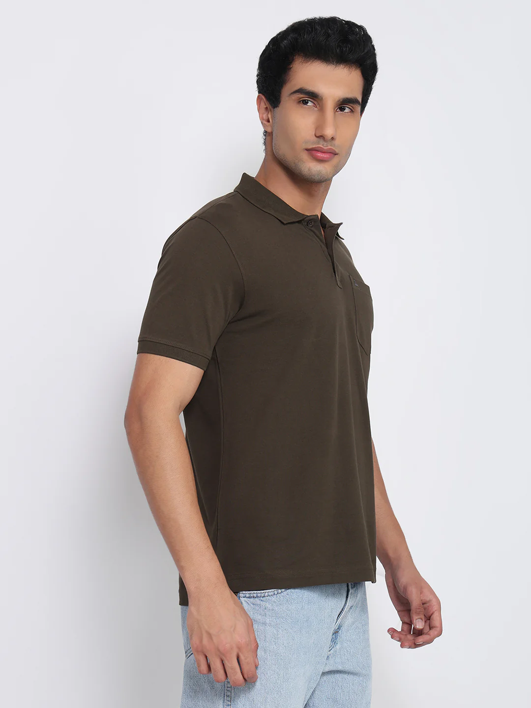 Parx Men Green Regular Fit Solid Polo Neck Collar T-Shirt - Image 3