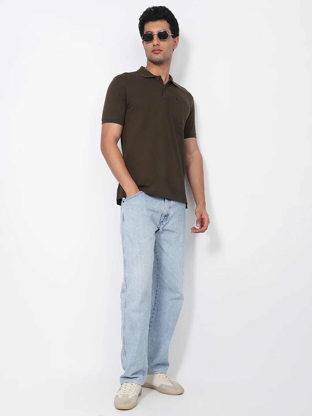 Parx Men Green Regular Fit Solid Polo Neck Collar T-Shirt - Image 5