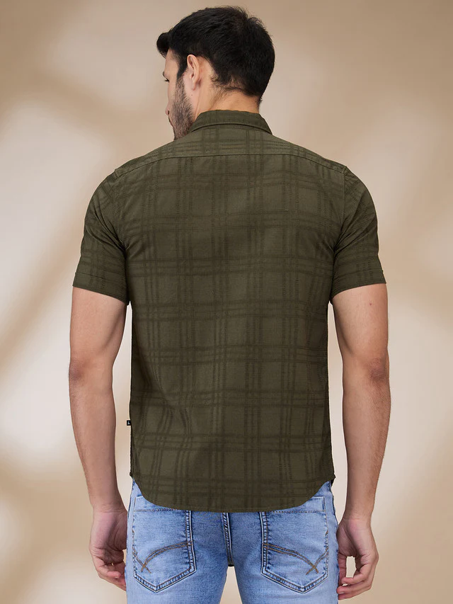 Parx Men Green Solid Slim Fit Cotton Casual Shirt - Image 4