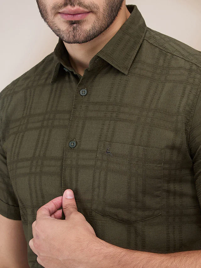 Parx Men Green Solid Slim Fit Cotton Casual Shirt - Image 5