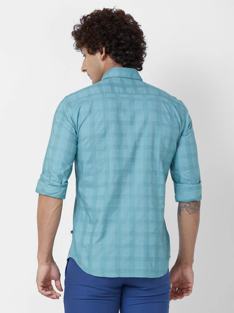 Parx Men Green Solid Slim Fit Cotton Casual Shirts - Image 4