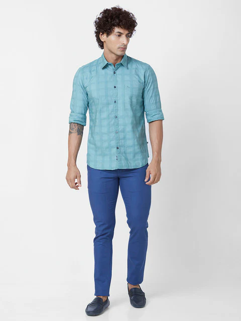 Parx Men Green Solid Slim Fit Cotton Casual Shirts - Image 5