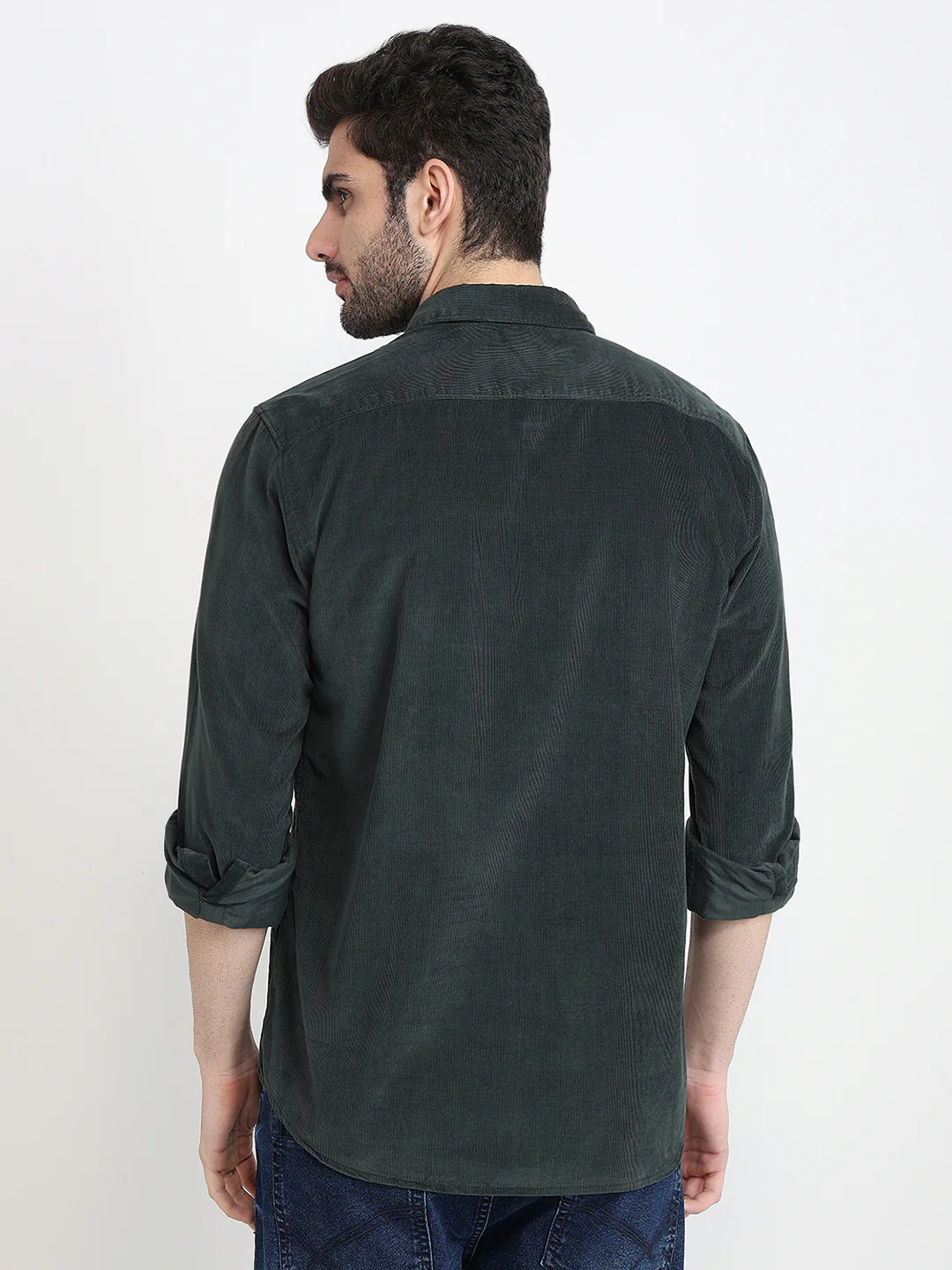 Parx Men Green Solid Slim Fit Cotton Full Sleeve Casual Shirt - Image 4