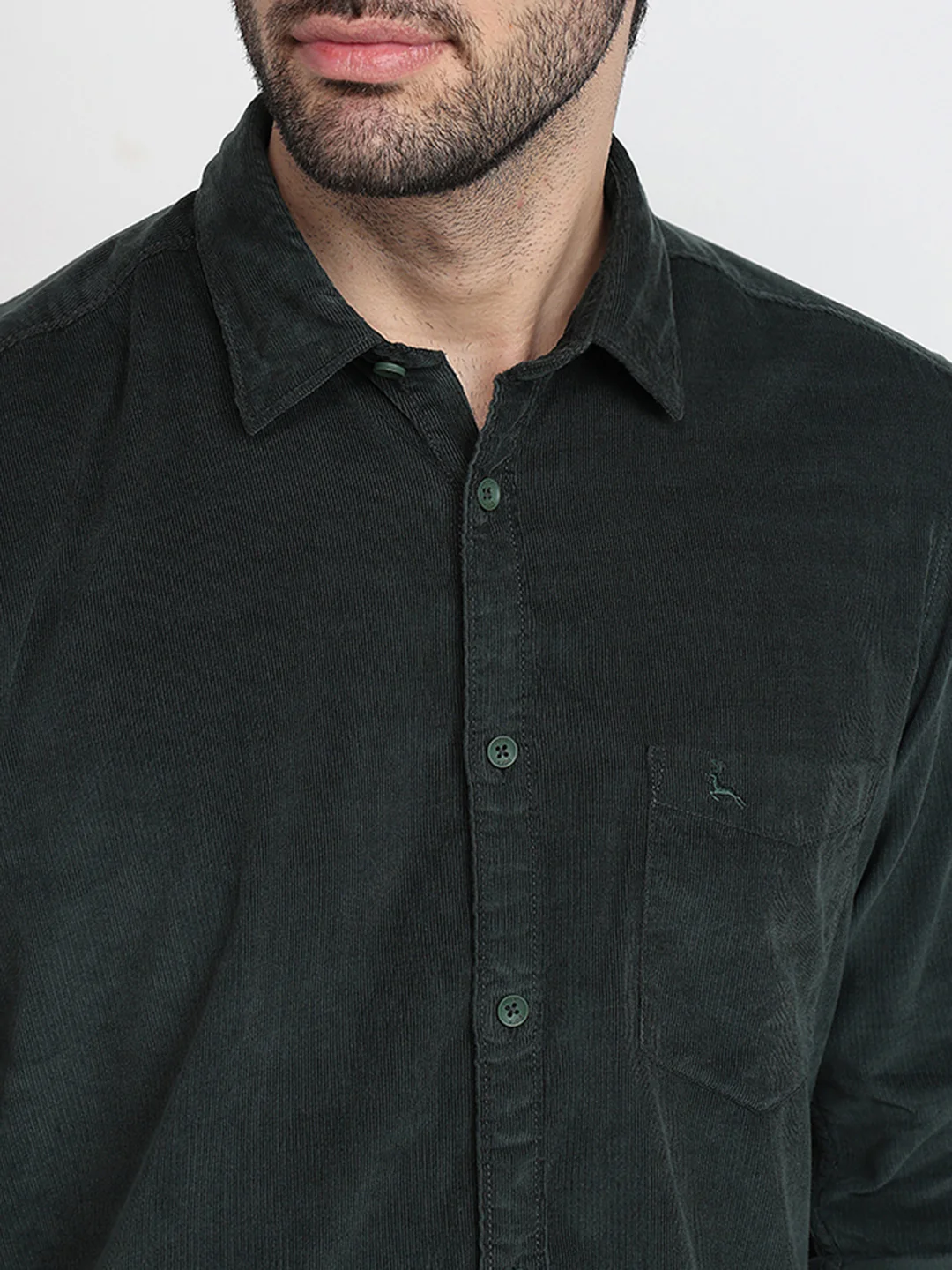 Parx Men Green Solid Slim Fit Cotton Full Sleeve Casual Shirt - Image 5