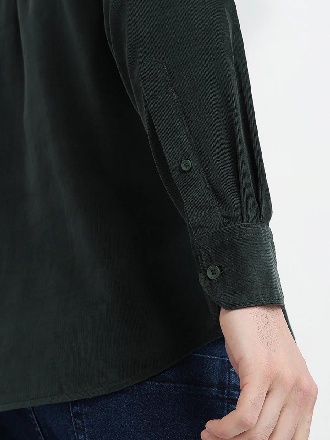 Parx Men Green Solid Slim Fit Cotton Full Sleeve Casual Shirt - Image 6