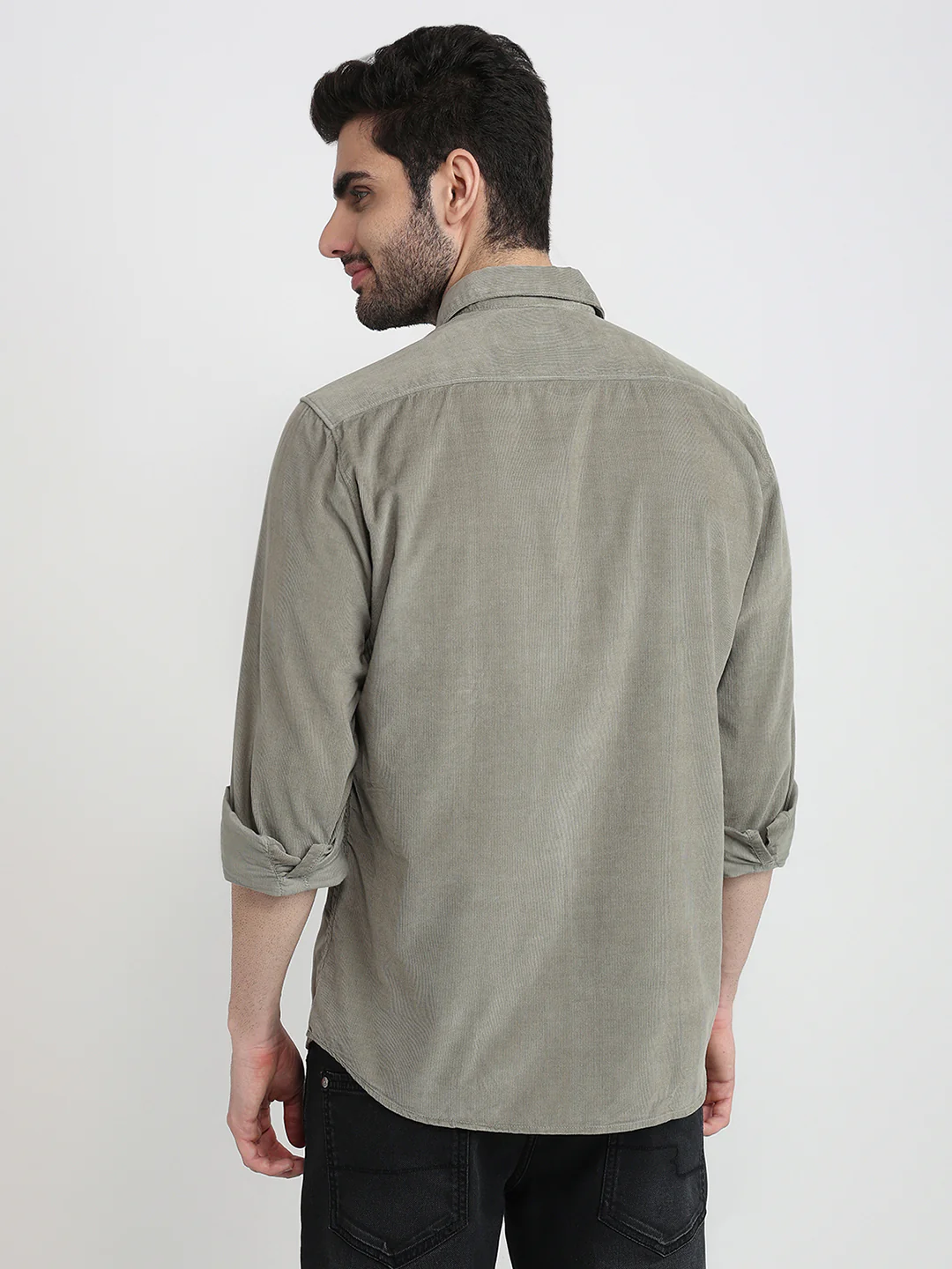 Parx Men Green Solid Slim Fit Cotton Full Sleeve Casual Shirt - Image 4
