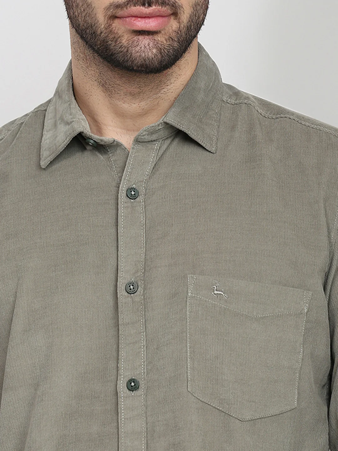 Parx Men Green Solid Slim Fit Cotton Full Sleeve Casual Shirt - Image 5