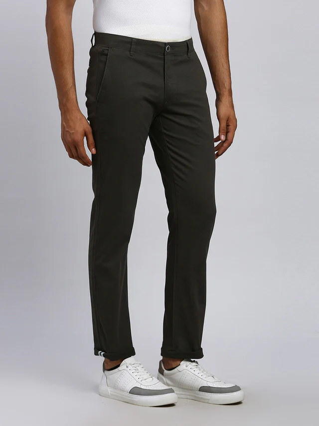 Parx Men Green Solid Tapered Fit Trouser - Image 2