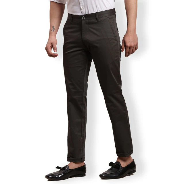 Parx Men Green Solid Tapered Fit Trouser - Image 3