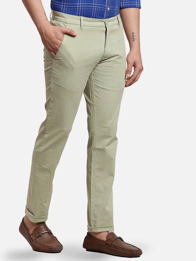 Parx Men Green Solid Tapered Fit Trouser - Image 2