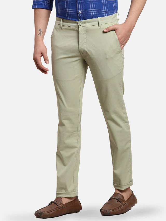 Parx Men Green Solid Tapered Fit Trouser - Image 3
