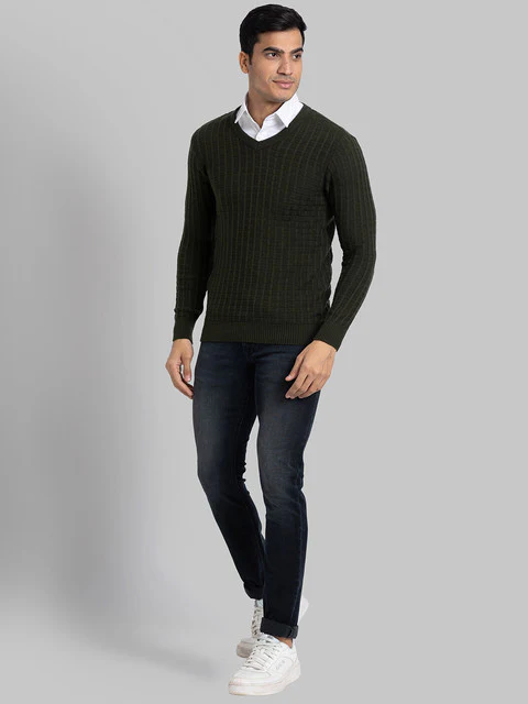 Parx Men Green Structure Acrylic Sweater - Image 5