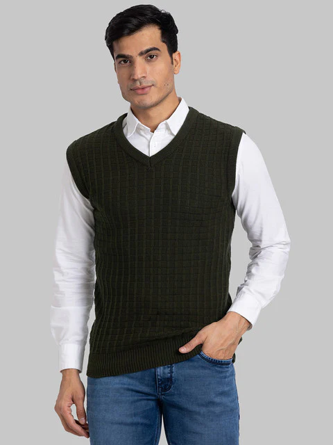 Parx Men Green Structure Acrylic Sweater